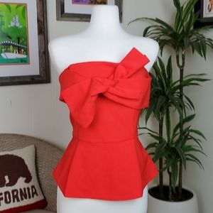 Anthropologie strapless peplum top sz M